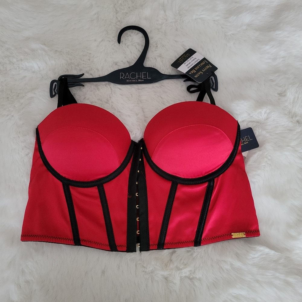 ❤️RACHEL ROY BRAND NEW PRETTY SATIN LONGLINE BRA SIZE 34B